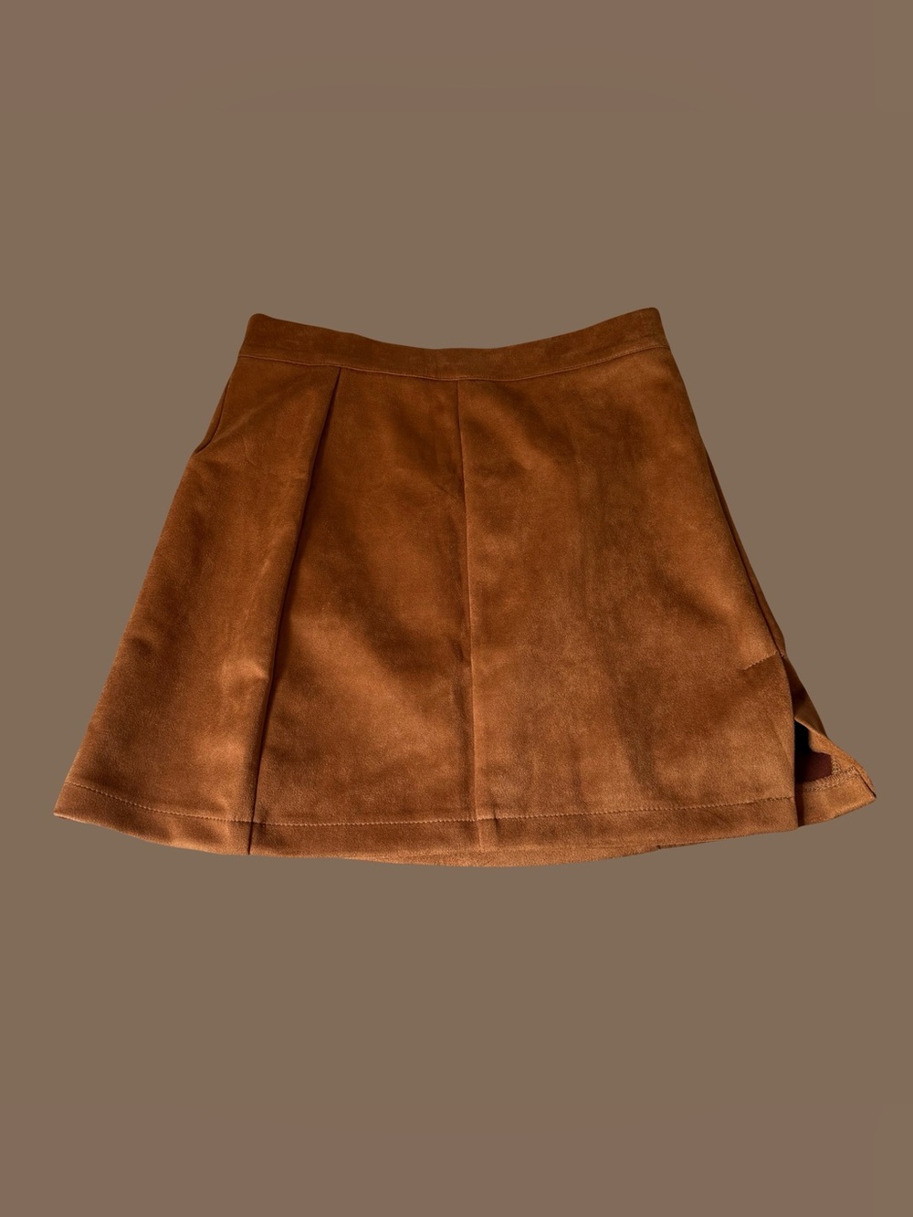 Khaki High Waist Faux Suede Mini Skirt